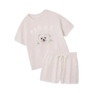 GELATO PIQUE Seal Jacquard Pullover & Shorts Set "Pink"