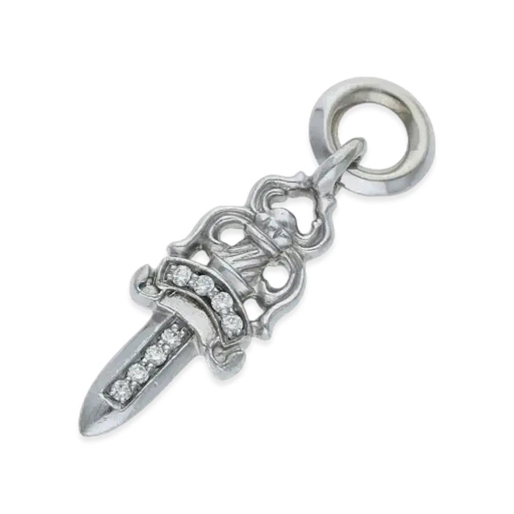 Chrome Hearts 18K #5 Dagger Charm Pave Diamond Charm "White Gold"