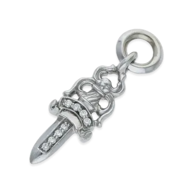 Chrome Hearts 18K #5 Dagger Charm Pave Diamond Charm "White Gold"