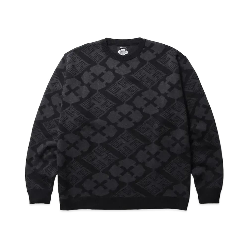 APHRODITEGANG Gakkin x Bud Spool Jacquard Crew Neck Sweater "Black"
