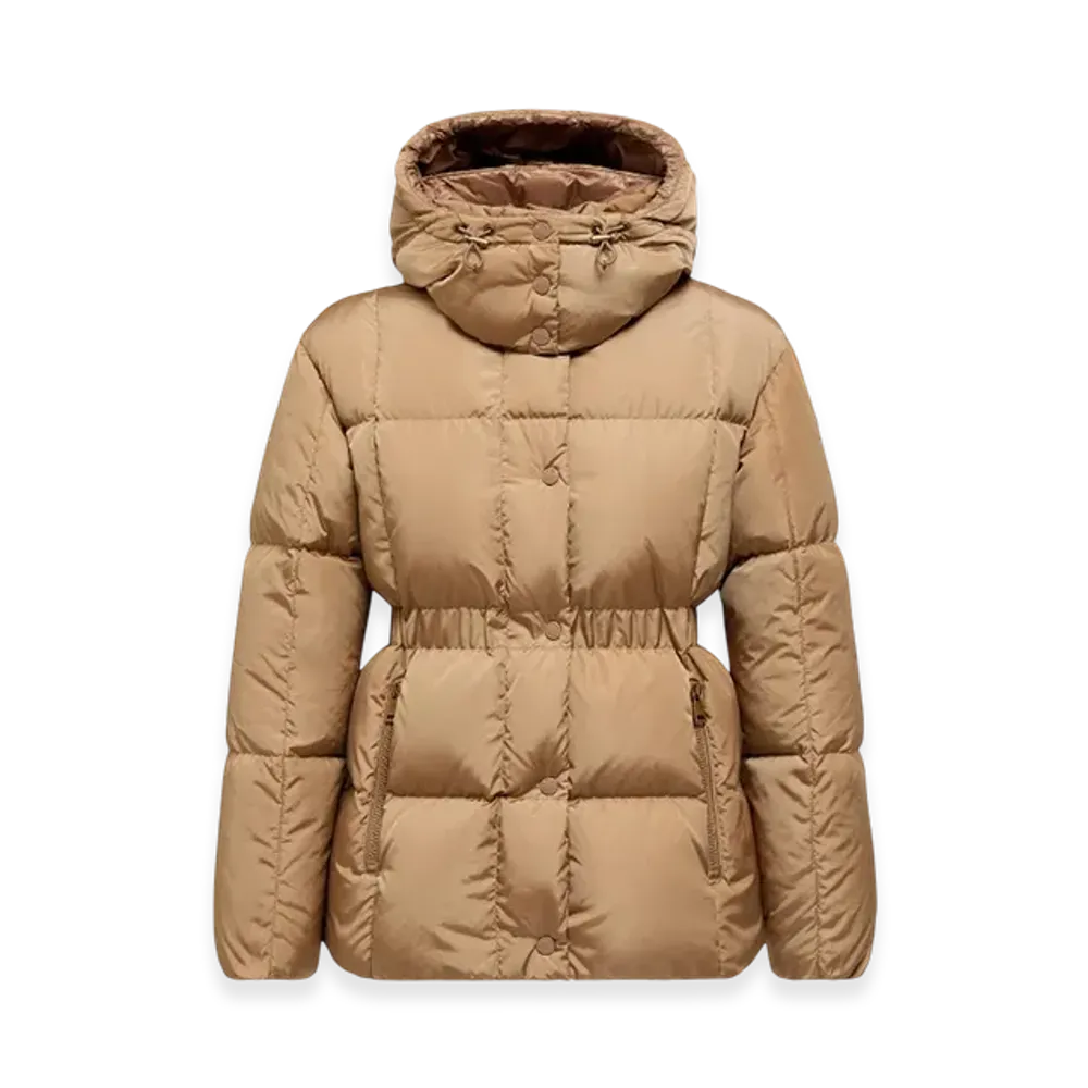MONCLER Agneux Square-Quilted Hooded Short Down Jacket "Beige"