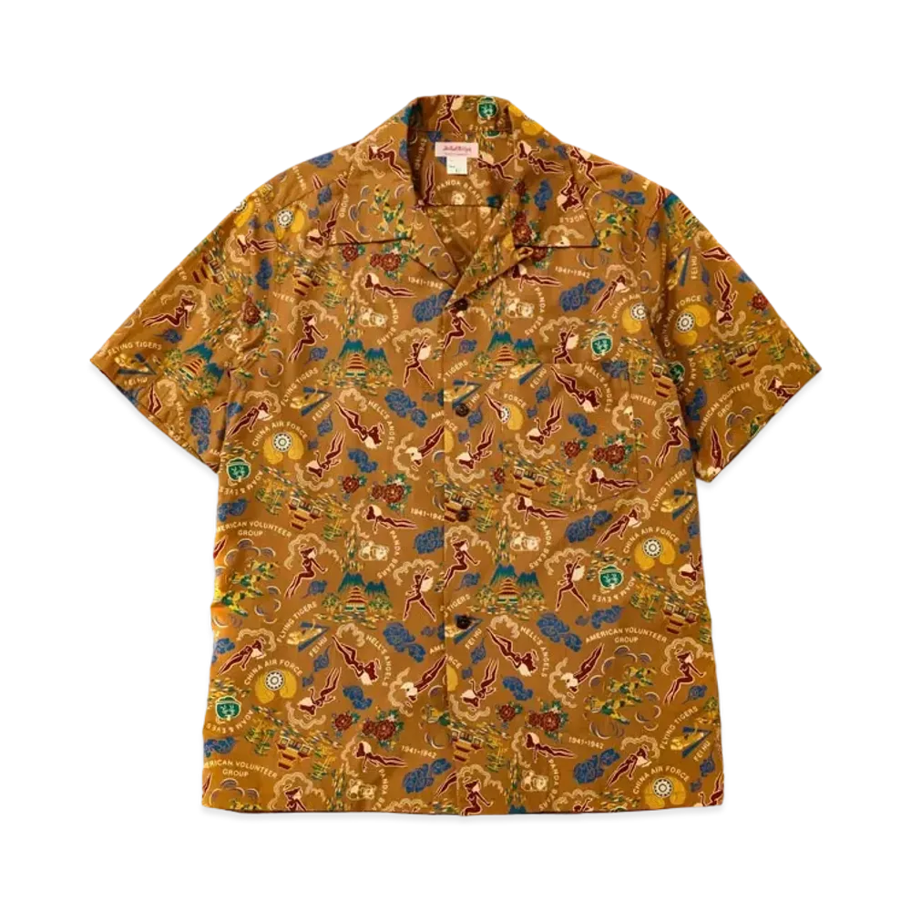 THE REAL McCOY'S COTTON HAWAIIAN SHIRT / FLYING TIGERS "Mustard"