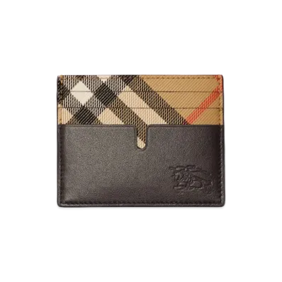 Burberry Tall Pop Check Card Case "Sand Beige"