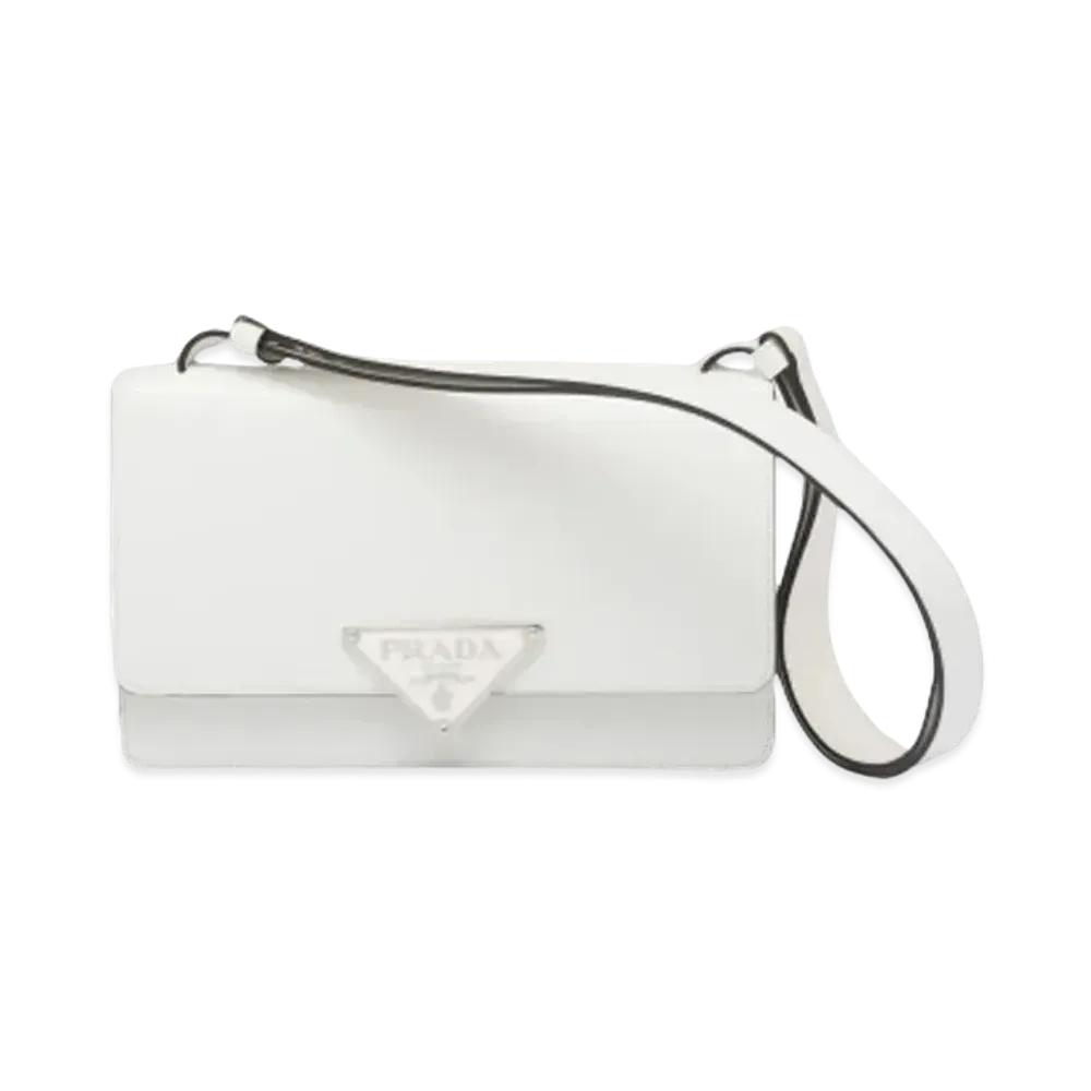 PRADA Embleme Brushed Leather Bag "White"