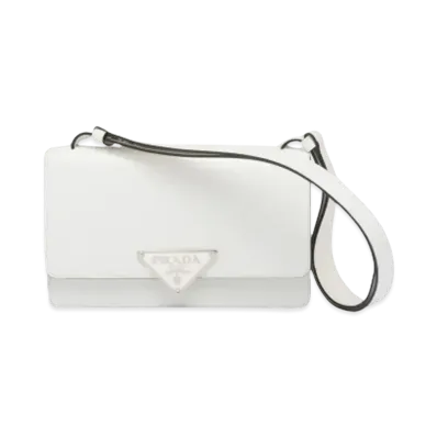 PRADA Embleme Brushed Leather Bag "White"