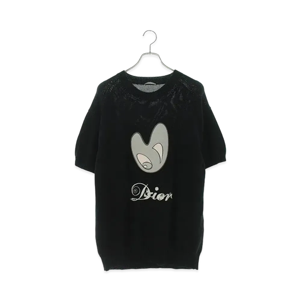 Dior x Kenny Scharf Men's Logo Embroidery Short Sleeve Knit "Black"