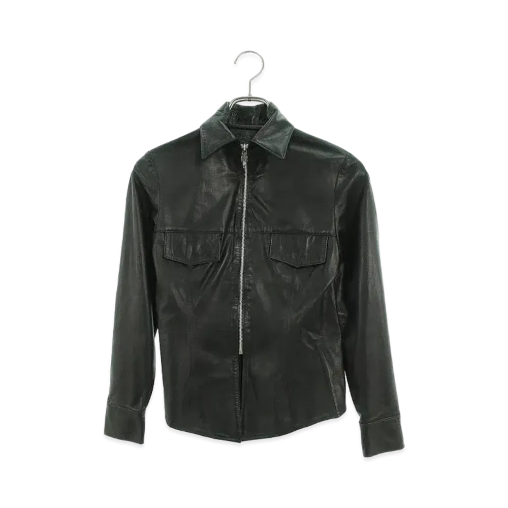 Chrome Hearts Dagger Zip Shirt Leather Jacket "Black"