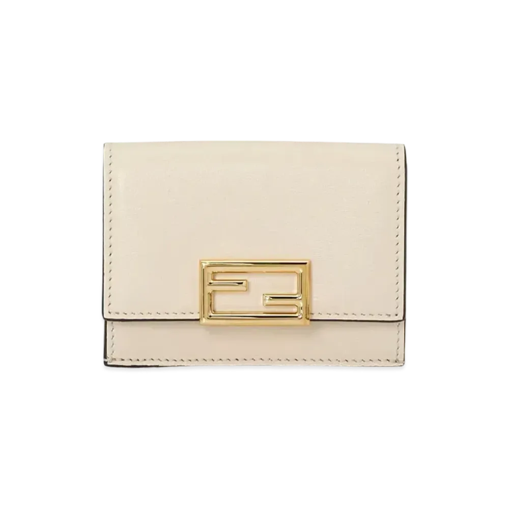 FENDI Micro Three-Fold Wallet Leather Wallet "White"