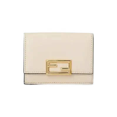 FENDI Micro Three-Fold Wallet Leather Wallet "White"