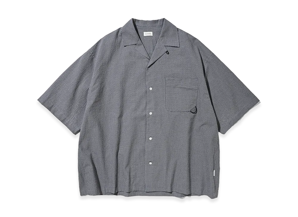 CLESSTE Mini Check Open Collar S/S Shirt "Blue/White"