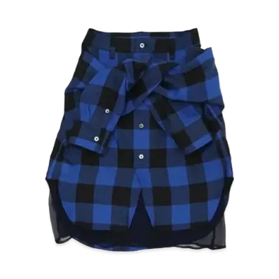 FACETASM Buffalo Check Sleeve Skirt "Blue Check"