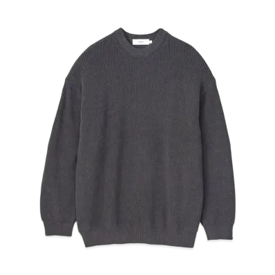 Graphpaper Suvin Loose Rib Crew Neck Knit "Grey"