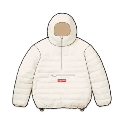 Supreme Micro Down Half Zip Hooded Pullover (23FW) "White"