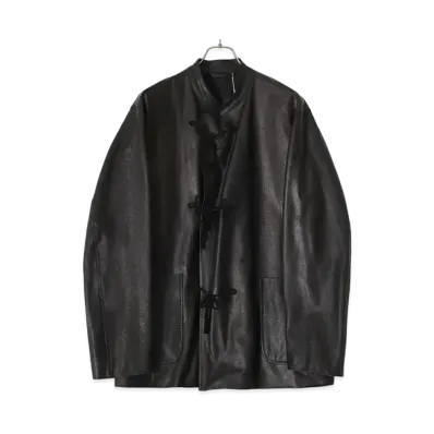 COMOLI Leather Stand Collar Jacket "Black"
