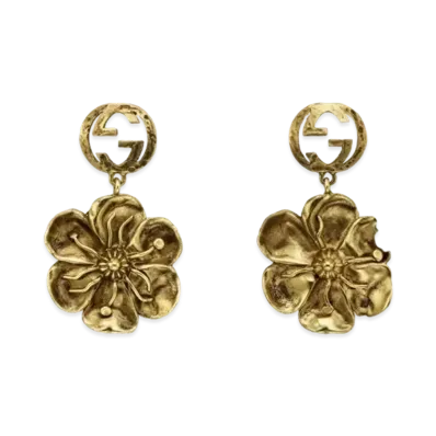 GUCCI Metal Earrings Floral Detail
