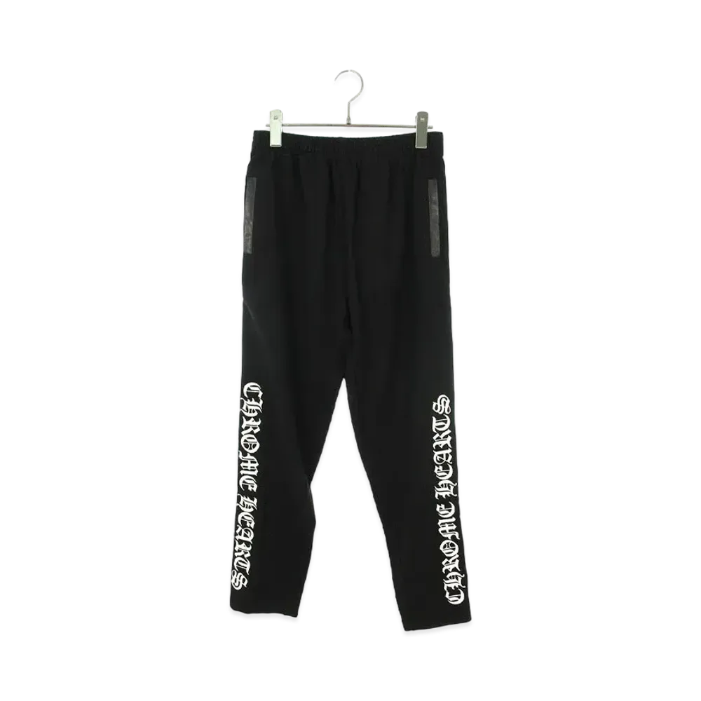 Chrome Hearts Side Crossball Leather Switching Track Long Pants "Black"