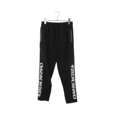 Chrome Hearts Side Crossball Leather Switching Track Long Pants "Black"