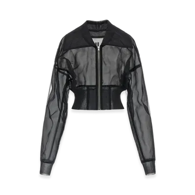 Rick Owens Women's 'Dracucollar Cropped' Bomber Jacket "Black"