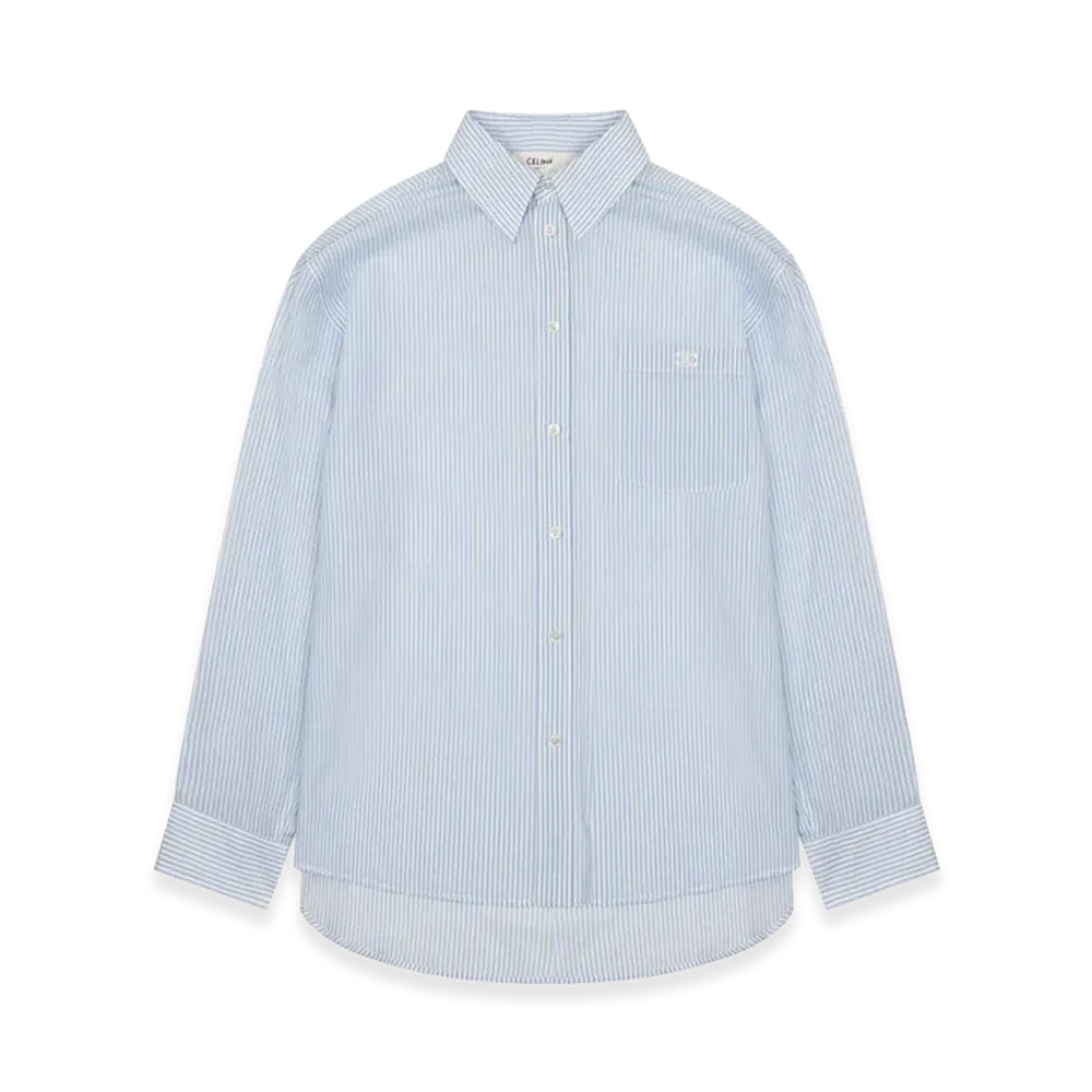 CELINE Women's Striped Shirt "Baby Blue"