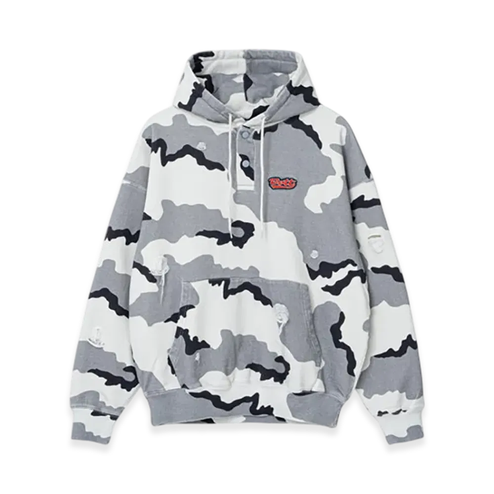 BoTT Henley-neck Camo Hoodie "Grey"