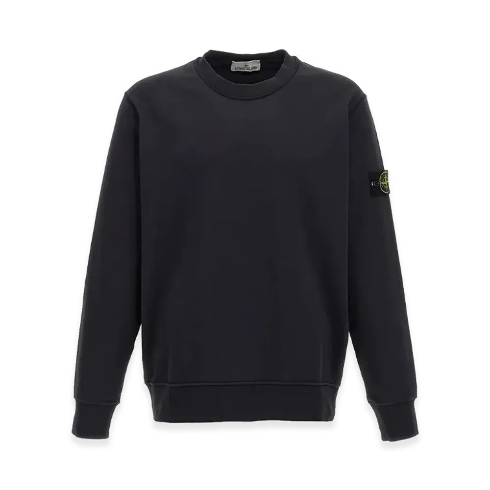 Stone Island Regular Fit Medium-Weight Cotton Crewneck Sweatshirt With Raglan Sleeves "Black"