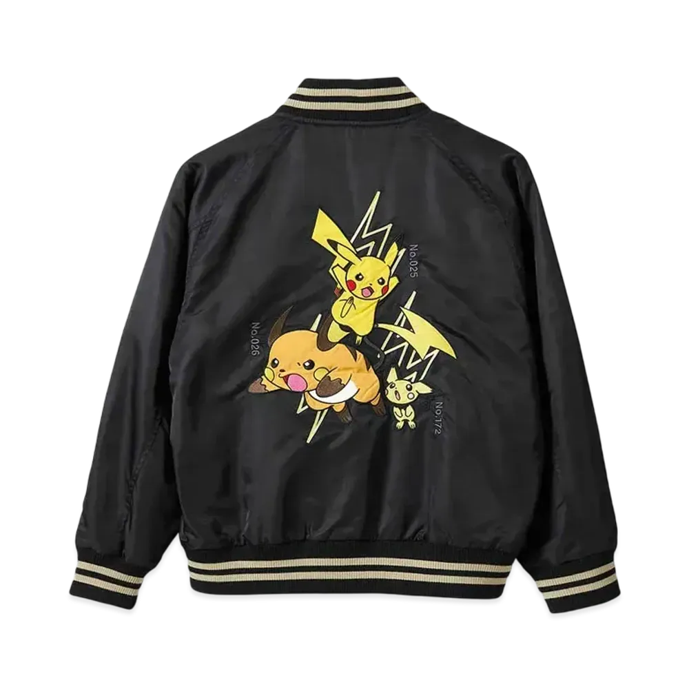 graniph x Pokemon Pikachu & Raichu & Pichu Bomber Jacket "Black"