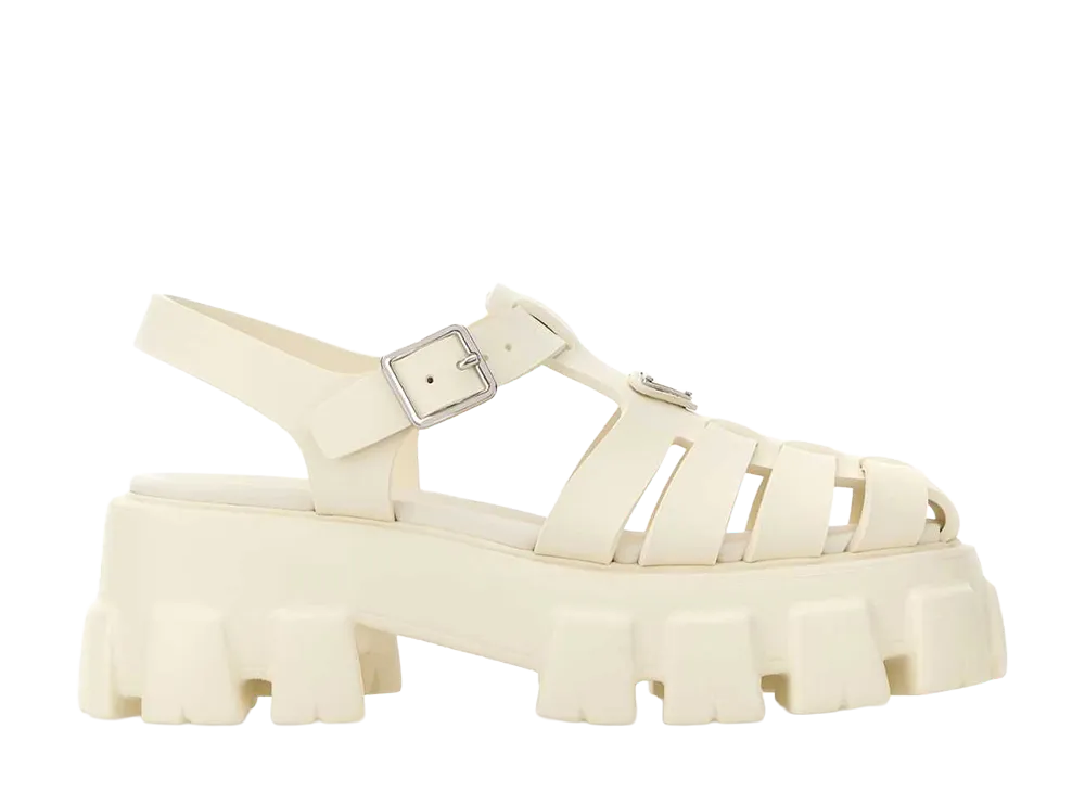PRADA Women's Ivory Rubber Sandals "White"