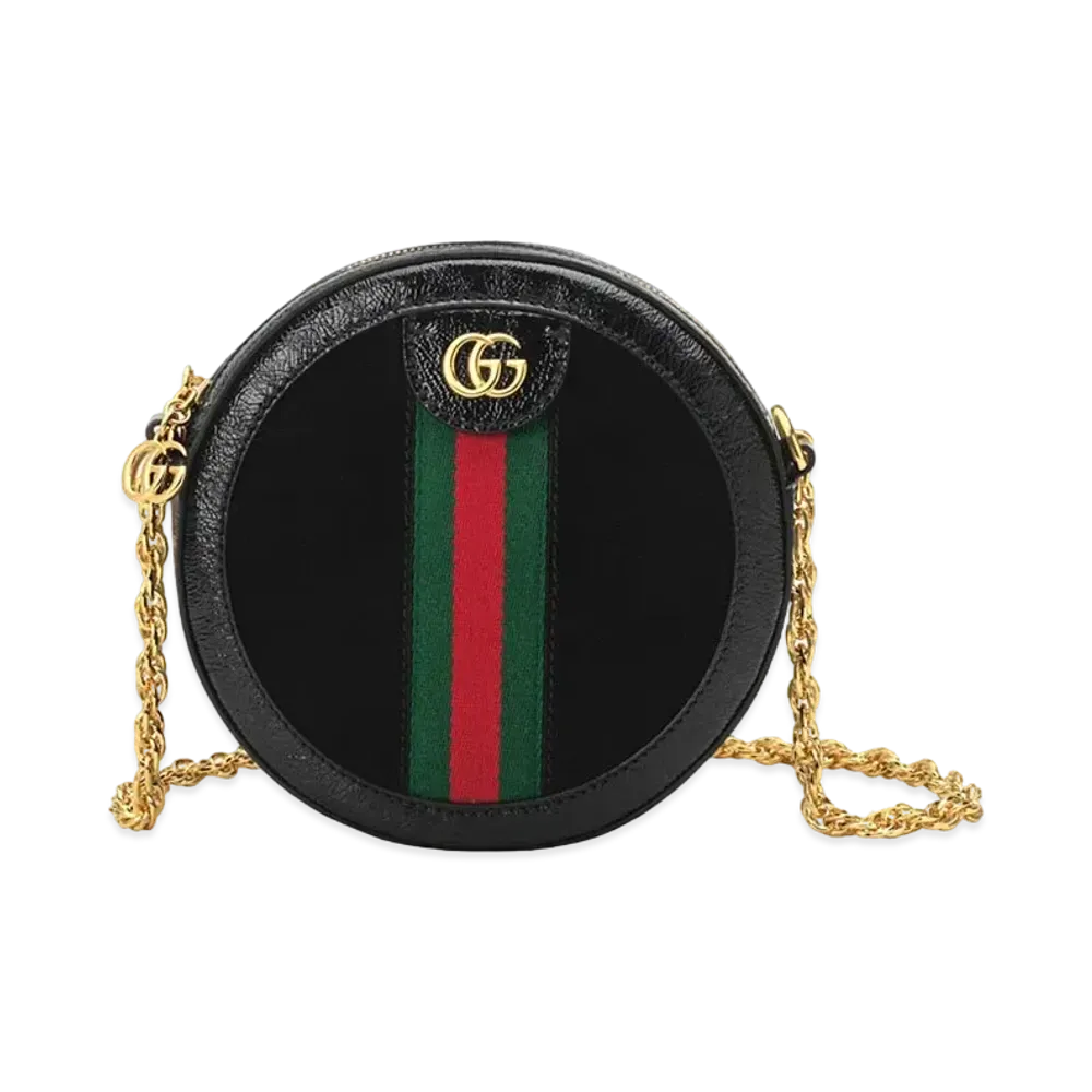 GUCCI Ophidia Mini Round Shoulder Bag "Black Suede"