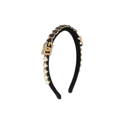 Dolce&Gabbana Satin Headband With DG Logo And Rhinestones "Multicolor"