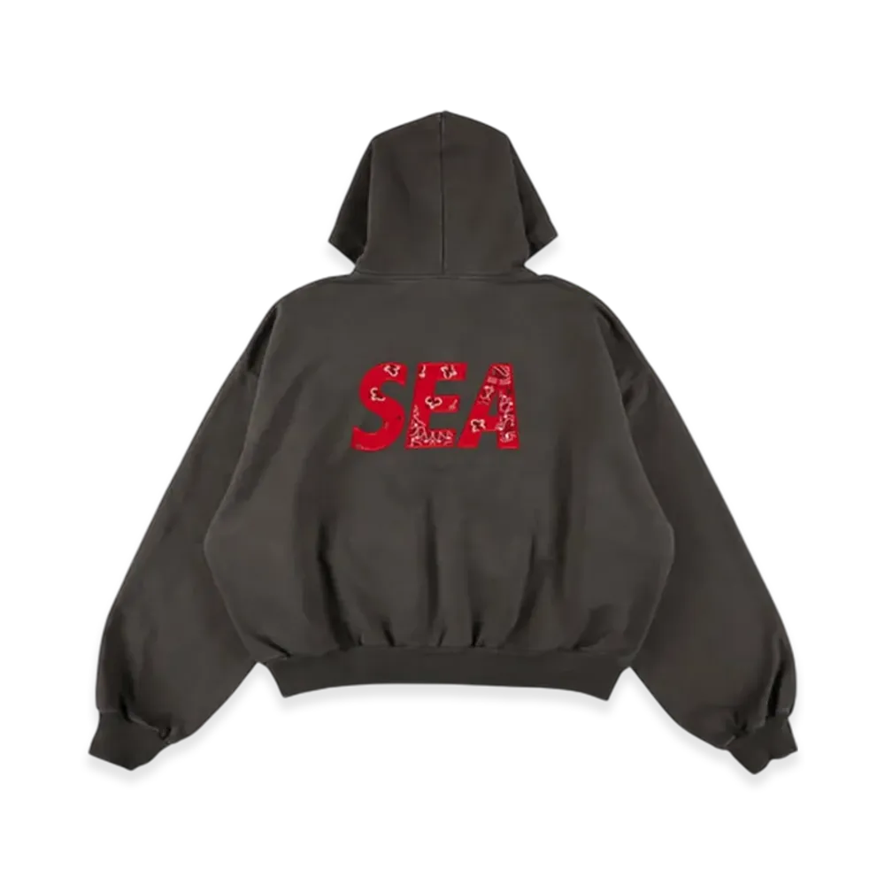 WIND AND SEA Bandana Patchworked Sea Zip Up Sweatshirt "Charcoal"