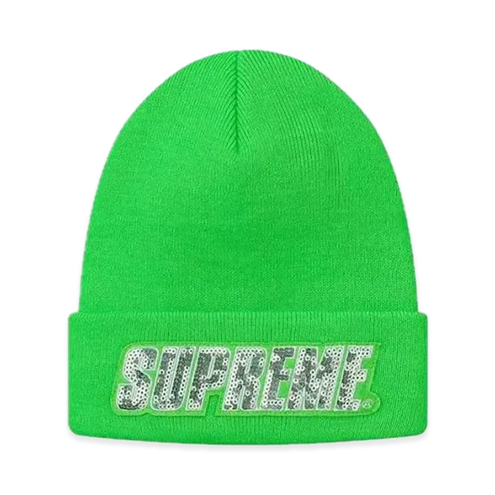 Supreme Sequin Beanie "Lime"