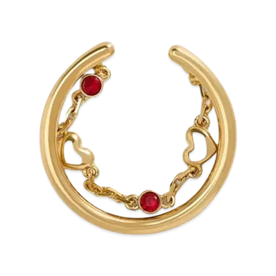 CHARLES & KEITH Bethania Heart Crystal Chain Link Ring "Gold"