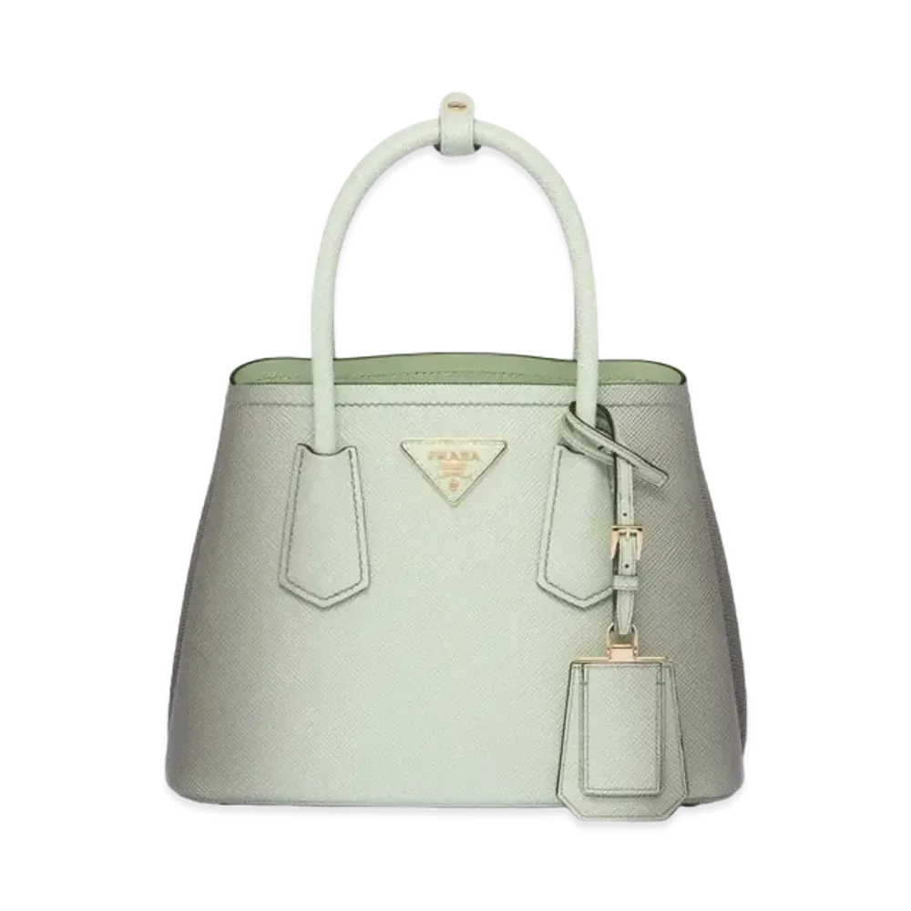 PRADA Double Saffiano Leather Mini Bag "Sfumato Pastel Green"