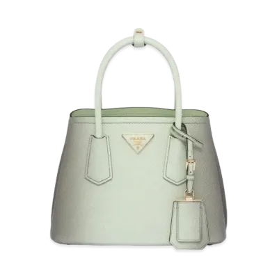 PRADA Double Saffiano Leather Mini Bag "Sfumato Pastel Green"