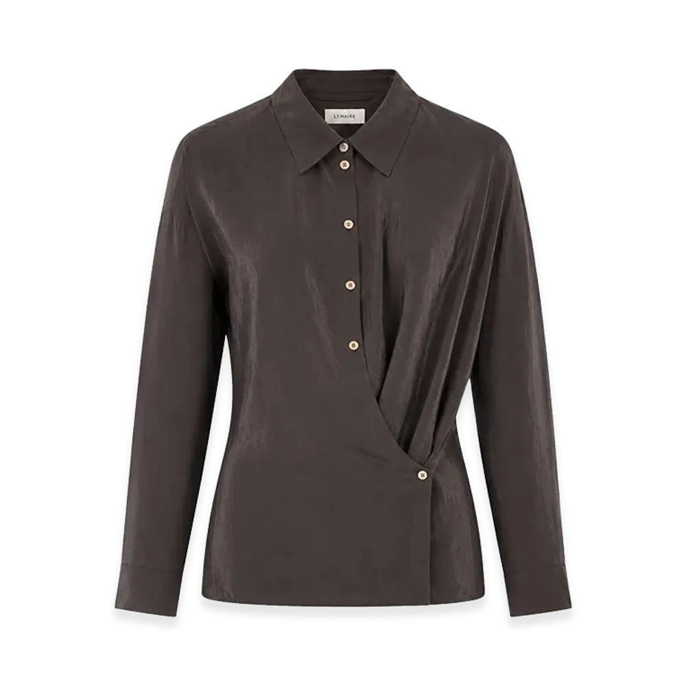 LEMAIRE Women's Straight Collar Twisted Shirt "Black"