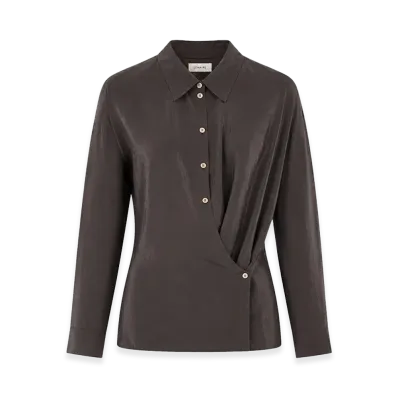 LEMAIRE Women's Straight Collar Twisted Shirt "Black"