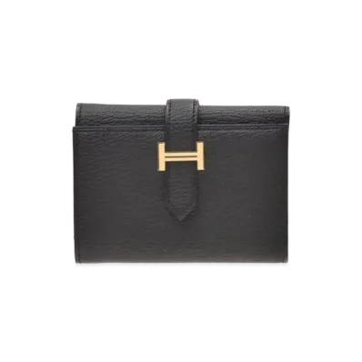 Hermes Bearn Combine Chevre Mysore "Noir/Gold"