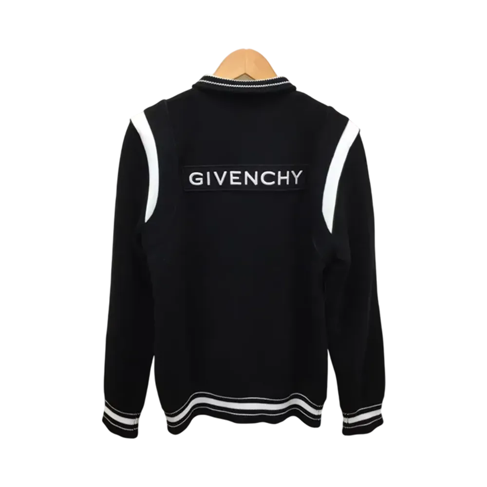 GIVENCHY Two-Tone Cotton Knit Back Logo Bomber Jacket "Black"