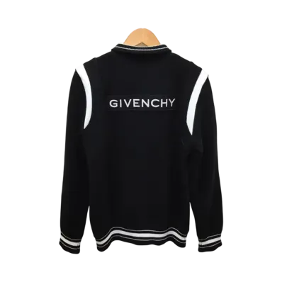 GIVENCHY Two-Tone Cotton Knit Back Logo Bomber Jacket "Black"