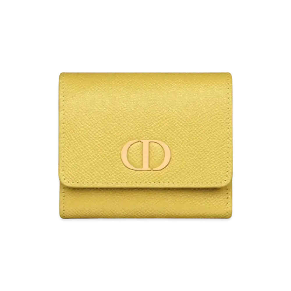Dior 30 Montaigne Lotus Wallet Grained Calfskin "Mustard Yellow"