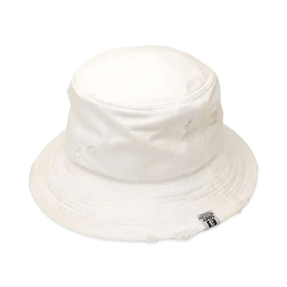 Maison MIHARA YASUHIRO Damaged Canvas Big Hat "White"