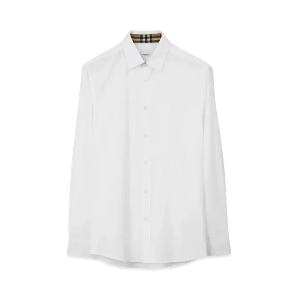 Burberry Men's Slim Fit Monogram Motif Stretch Cotton Poplin Shirt "White"
