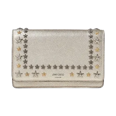 Jimmy Choo Palace Metaric Soft Grainy Calf Leather Mini Bag With Stars Studs "Light Gold"