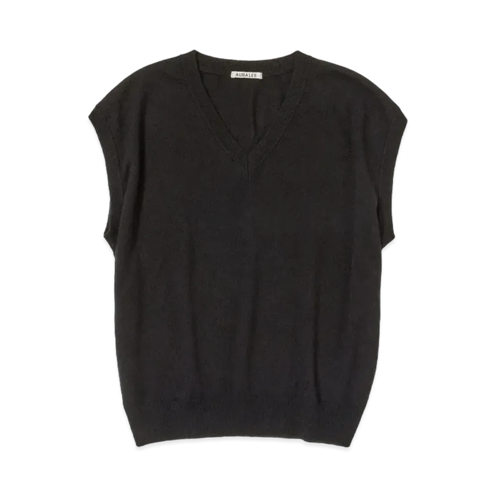 AURALEE Super Fine Cashmere Silk Knit Vest "Black"