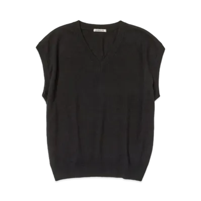 AURALEE Super Fine Cashmere Silk Knit Vest "Black"