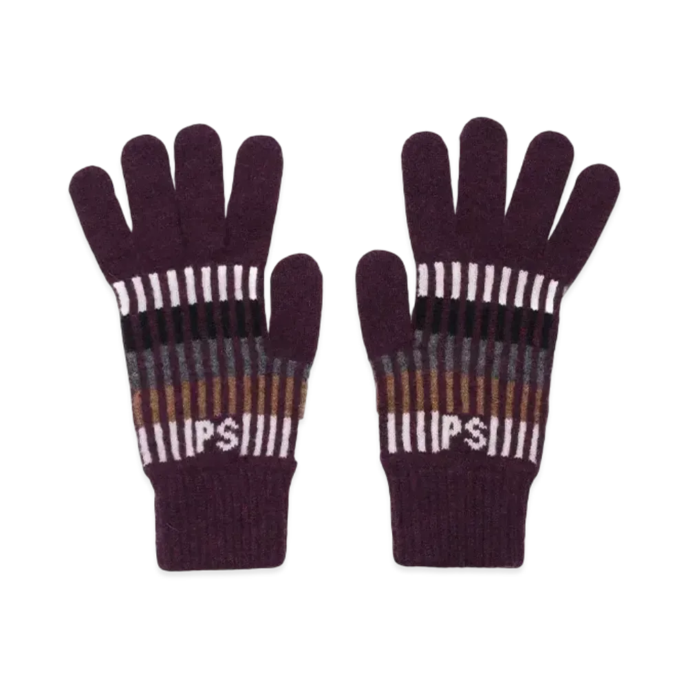Paul Smith Logo-Jacquard Knit Gloves "DarkRed"
