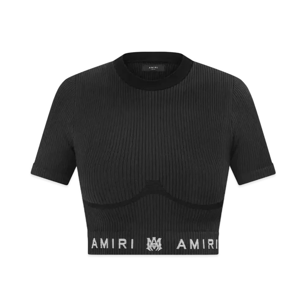 AMIRI Women'S MA Ribbed Seamless S/S Top "Black"