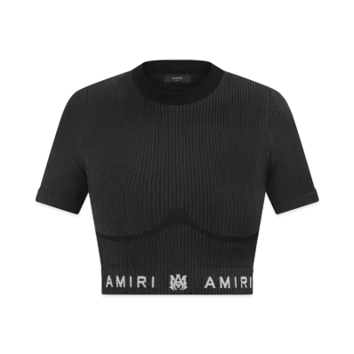 AMIRI Women'S MA Ribbed Seamless S/S Top "Black"