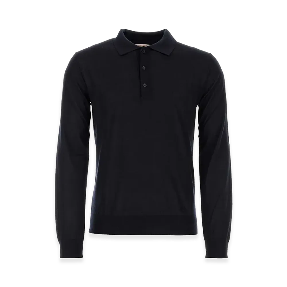 Valentino Cashmere Blend Polo Shirt "Midnight Blue"