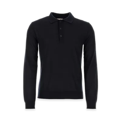 Valentino Cashmere Blend Polo Shirt "Midnight Blue"